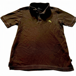𝅺TOMMY Bahama Youth Boy’s 8/9 Years Brown Polo Short Sleeved Golf Shirt
